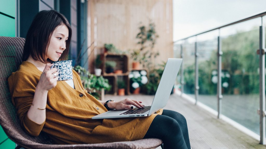 woman working home
